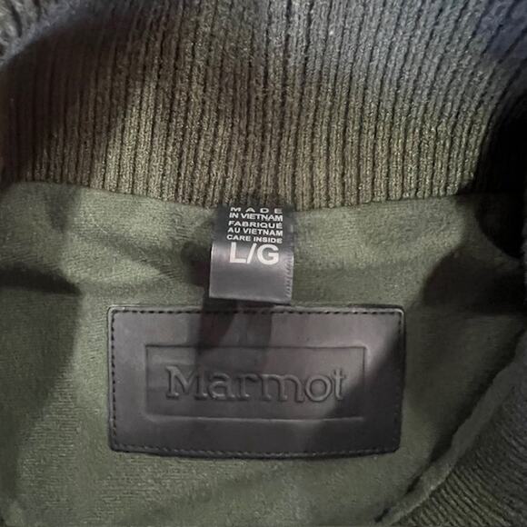 Marmot Backroad Fleece Jacket Mens L Army Green Elbow Shoulder Patches Full Zip - Picture 3 of 10